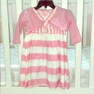 Pink and white striped dress with matching shrug!